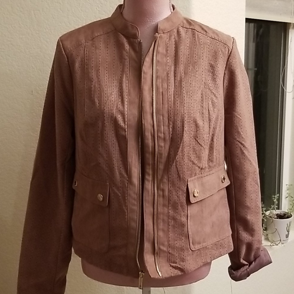 Beautiful Mauvy Brown Suede Jacket Kenneth Cole